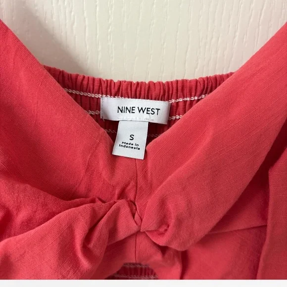 Nine West Coral Twist-Front Cutout High-Low Midi Dress | Size S - Picture 3 of 6